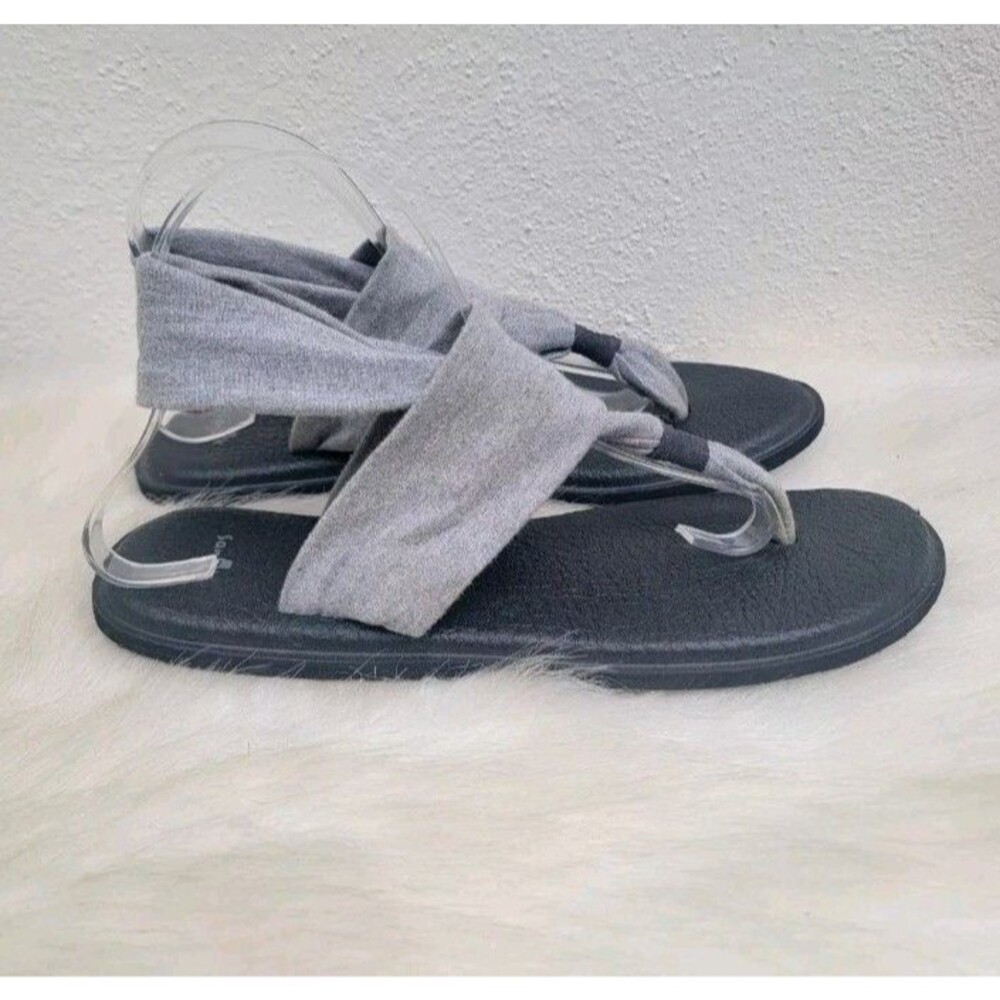 womens sanuk sling yoga thong sandals gray sz 10